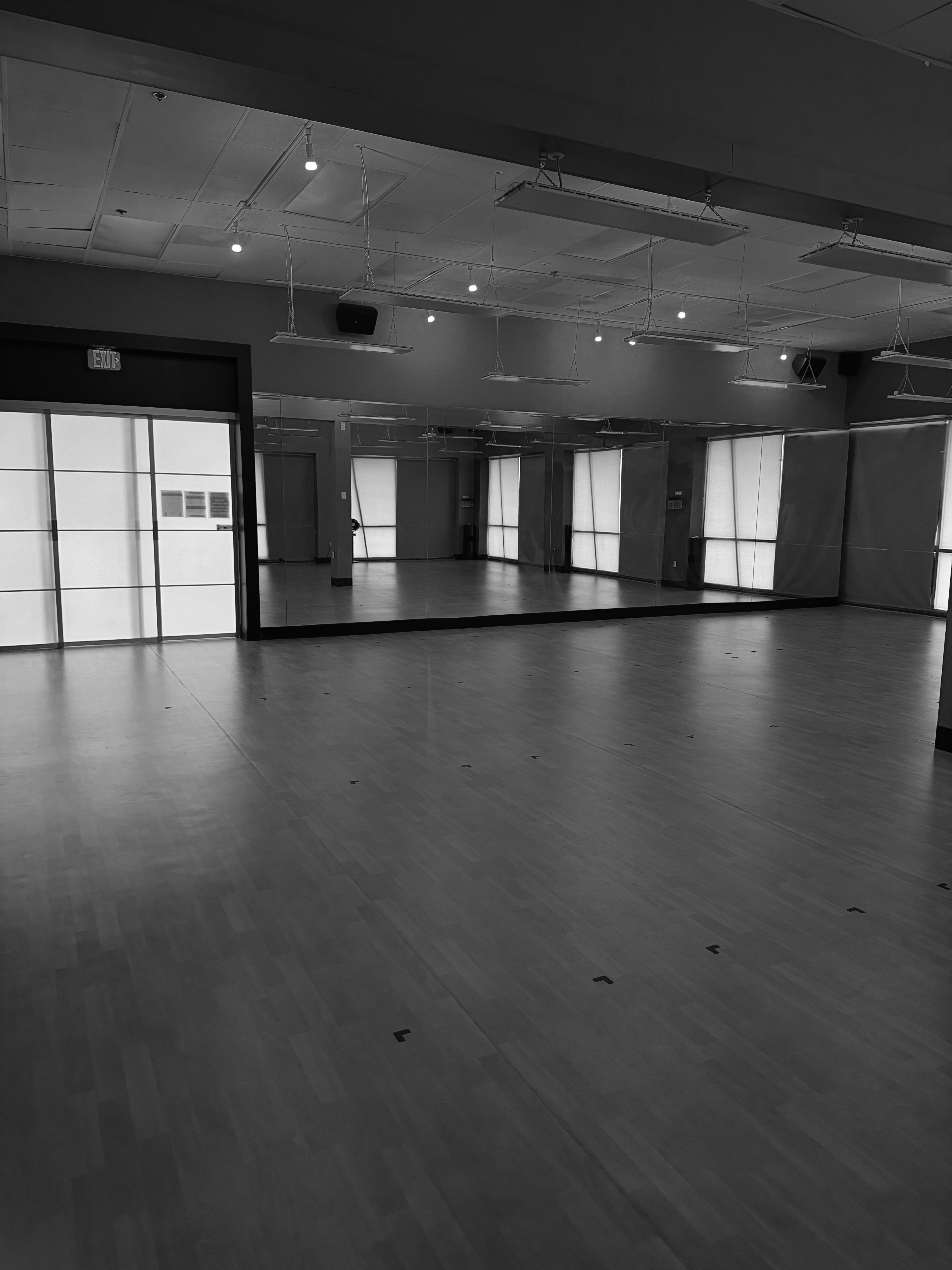 Fire Flow infrared heated studio with mirrors and natural light